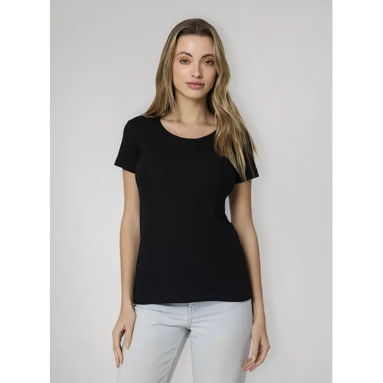 Remera Manga Corta Tres Ases Algodon Liso Ribb Mujer 4001