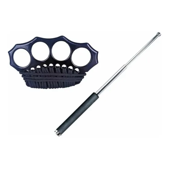 Kit Defensa Personal Bastón Retráctil Luma + Manoplasacero