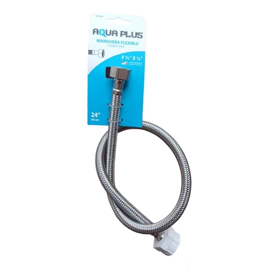 Canilla 1/2 X 7/8 Para Poceta 60 Cm Malla De Acero Aquaplus
