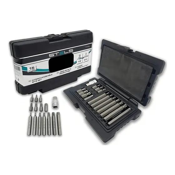 Jogo Kit De Bits Torx 15 Peças T20 A T55 Crv 11315 Stels