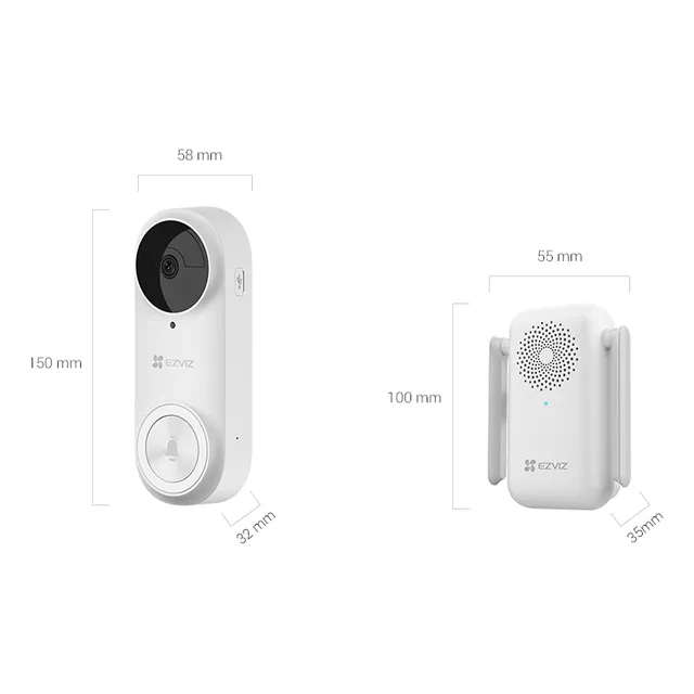 Timbre Video Portero Wifi 2k+ 5200 Mah Impermeable Ezviz
