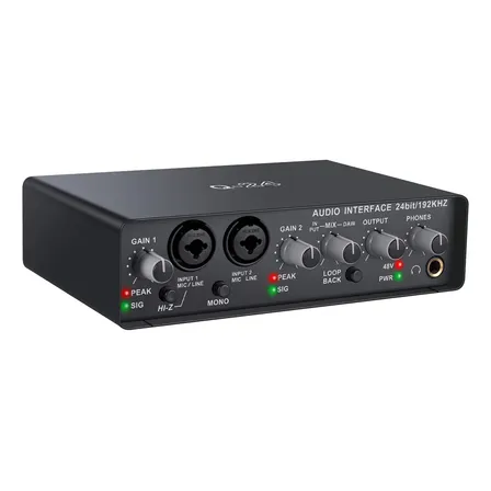 Interface de Áudio Teyun Q-24 24 Bits 2 Canais com Phantom Power USB 2.0