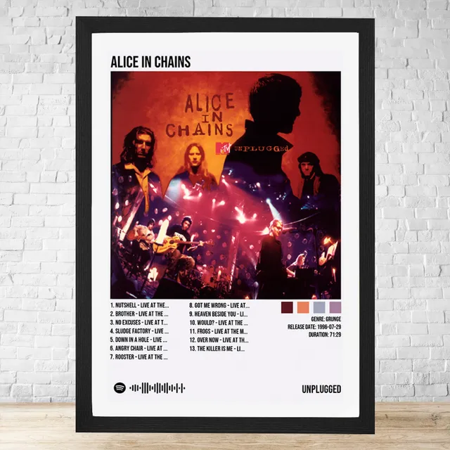 Cuadro Alice In Chains Unplugged 30x40 C/vidrio Y Marco C575