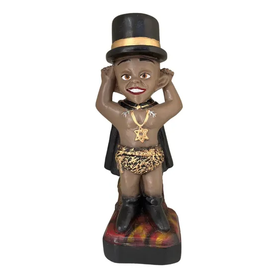 Imagem Exú Mirim Com Cartola Em Gesso Com 20cm