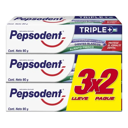 Pepsodent Pasta Dental Triple+ 3unid 90gr C/u