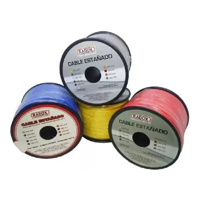 3 Carretes De 100 Metros Cable Estañado Calibre 22 Con Envio