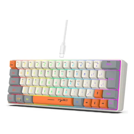 Teclado De Membrana Rgb Hxsj De 61 Teclas Beige Inglés Us