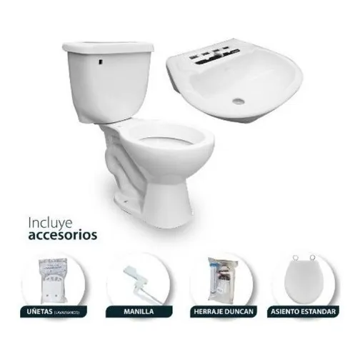 Juego Sala De Baño Poceta Lavamano Sin Pedestal Venceramica