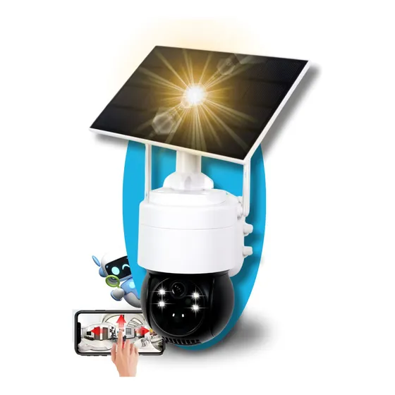 Camera Wifi Energia Solar Segurança Hd Prova D'água Icsee Externa Cor Branco Camera Wifi Externa Grava