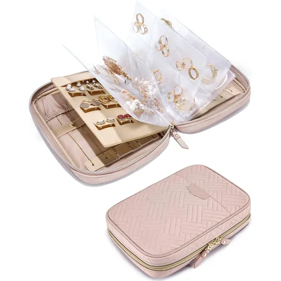Bolsa Organizadora Rosa Para Collares, Pendientes Y Anillos