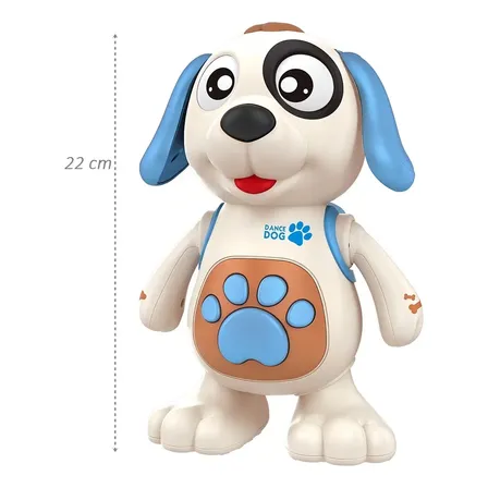 Robô Dancing Dog Luz E Som Anda Mexe Braços E Orelhas Dm Toys Dmt5974 Branco Cachorro