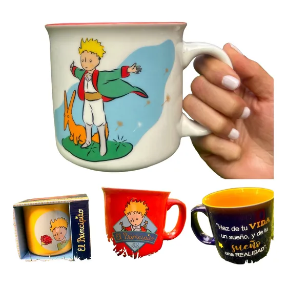 Taza Kit 4 El Principito Con Frase 480 Ml Porcelana Color Blanco Am71-00all Kit 4