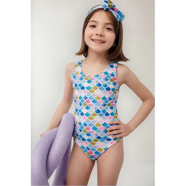 Malla Traje Baño Bikini Niña Pimenton Escamas Multicolor