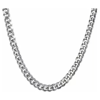 Collar Estilo Cubano Unisex De Acero Inoxidable Plateado Collar Estilo Cubano Unisex De Acero Inoxidable Plateado