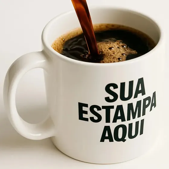 Caneca de Porcelana Branca Personalizada com sua Foto ou Frase – 325 mL