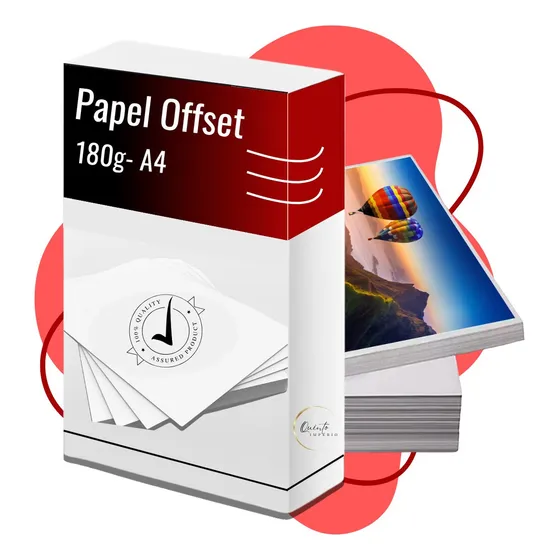 Papel Offset Cartão 180g Com 250 Folhas Branco Sulfite A4