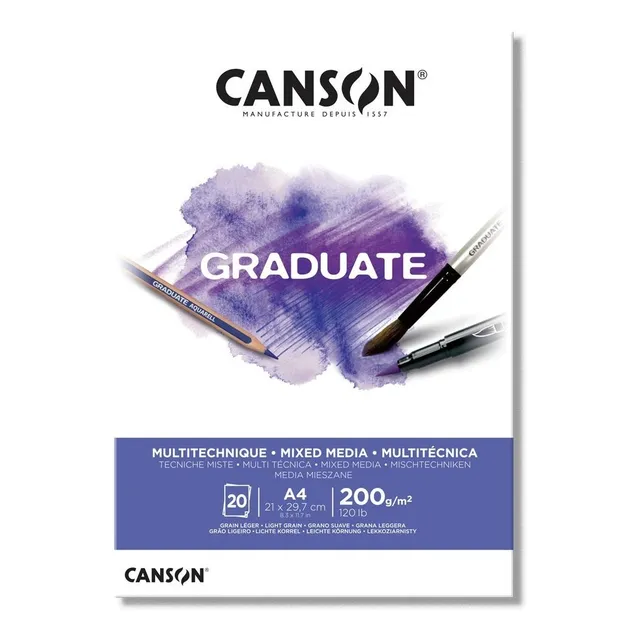 Canson Graduate Multitécnica A4 - 21x29.7 Cm - 200g - 20 Hj.