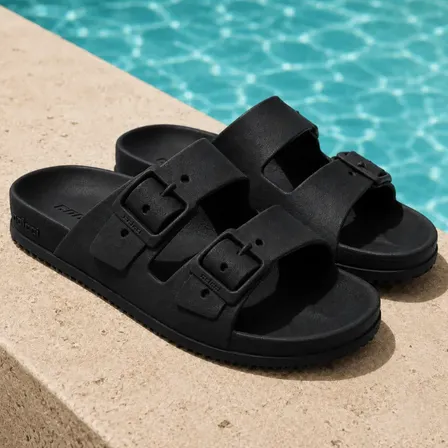 Sandália Birken Colcci Masculina 2 Tiras Fivelas Original Preto 41.42 Br