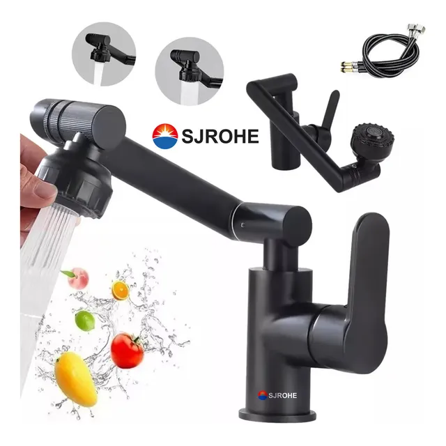 SJROHE Grifo Para Baño Monomando Lavabo Lion Tools Acabado Cromado Grifo De Baño Hogar Cocina Color Negro llaves para lavabo llave mezcladora para lavabo llaves lavamanos