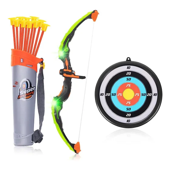 Arco Y Flecha De Juguete Niños Con Luz Led + Objetivo Juego