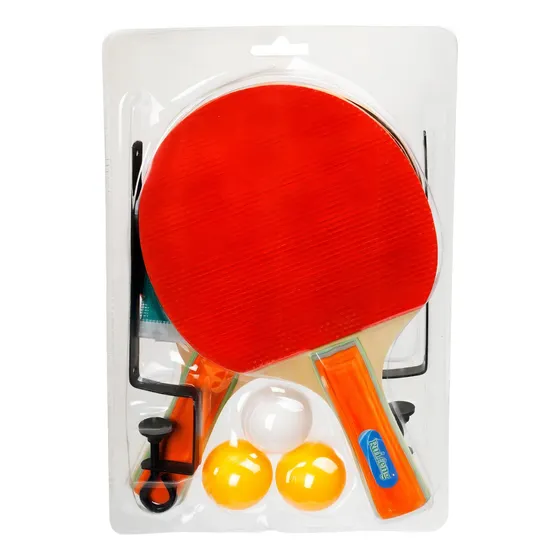 Paletas De Ping Pong + Red Raqueta Tenis Mesa Deporte Bolas Color Rojo Tipo De Mango St (recto)