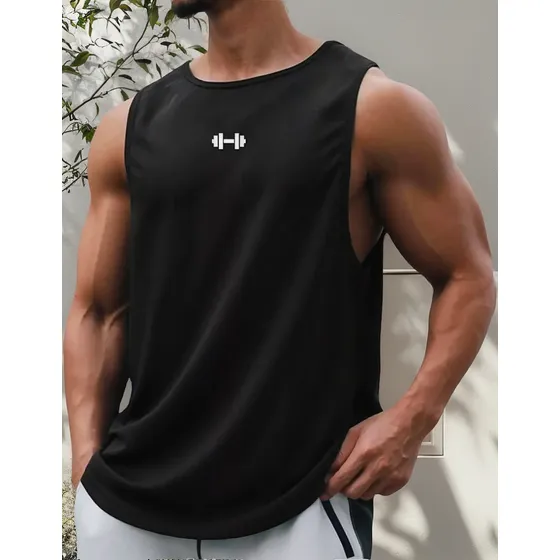 Camiseta Masculina Sem Mangas De Secagem Rápida E Folgada