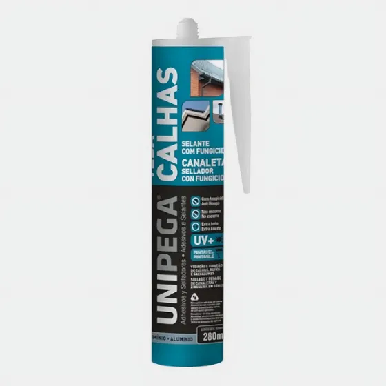 Sellador Y Pegado Canaletas Aluminio 280ml Unipega Pintable