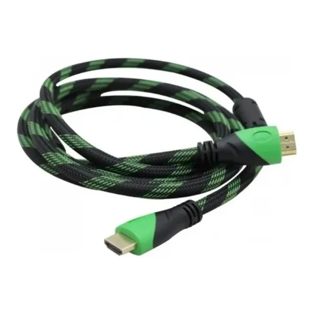 Cable Ghia de Video Flex Hdmi 2 Mts Reforzado para Uso Rudo Cobre 4K a 24 HZ Color Verde y Negro Modelo Gcb022