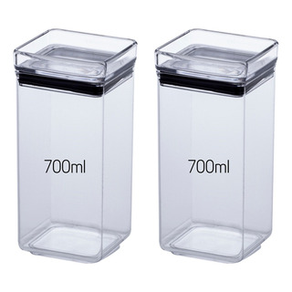 Conjunto 2 Potes Hermeticos 700ml Quadrado Mantimentos Jogo Cor Transparente Conjunto 2 Potes Hermeticos 700ml Quadrado Mantimentos Jogo Cor Transparente