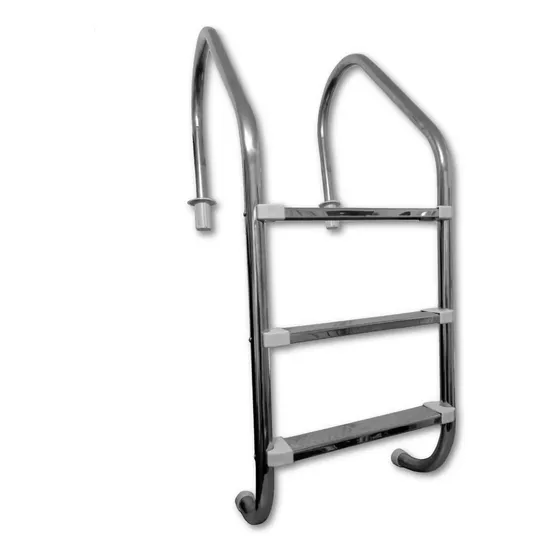 Escada Para Piscina Pooltec 3 Degraus Aço/inox Cinza