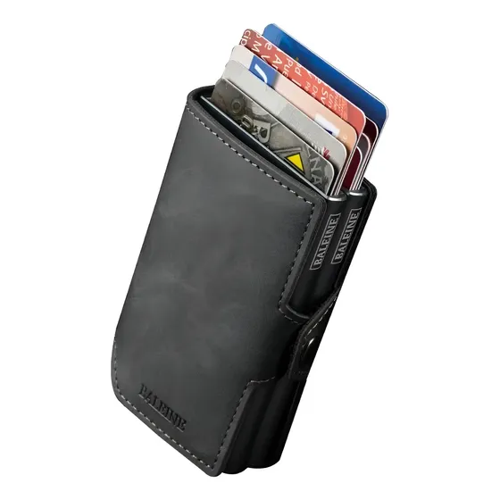 Billetera Anti Clonación Doble - Tarjetero Baleine Con Rfid Color Space Grey | Cuotas sin interés