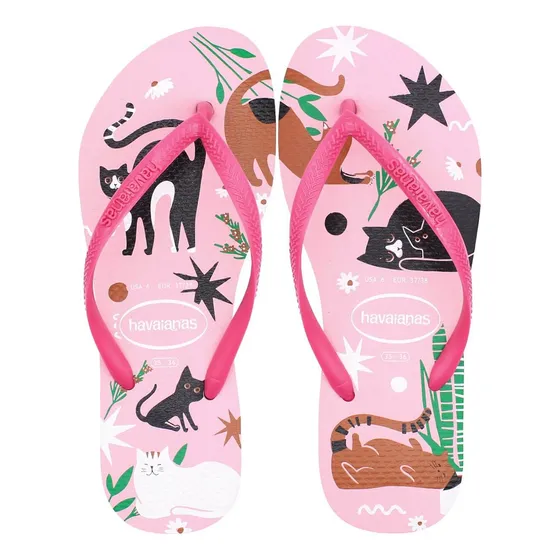 Chinelo De Dedo Havaianas Slim Pets Leve Estampado Feminino