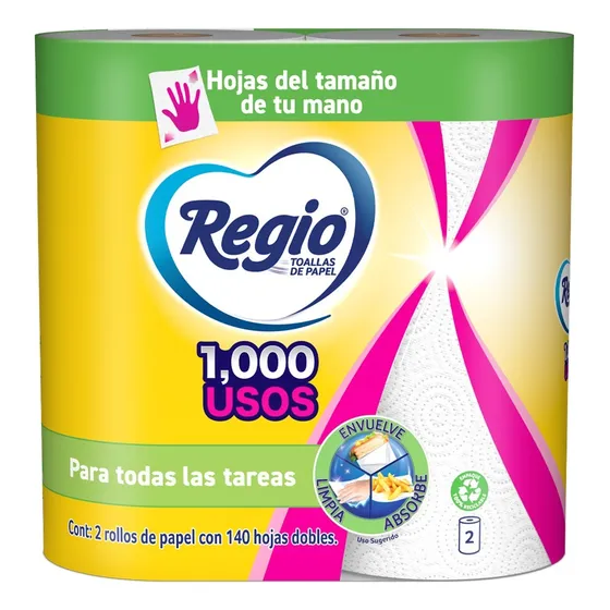 Toallas De Cocina Regio 1000 Usos 2 Rollos