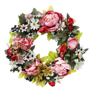 Corona De Peonía Con Forma De Primavera Para Puerta De Entra Corona De Peonía Con Forma De Primavera Para Puerta De Entra