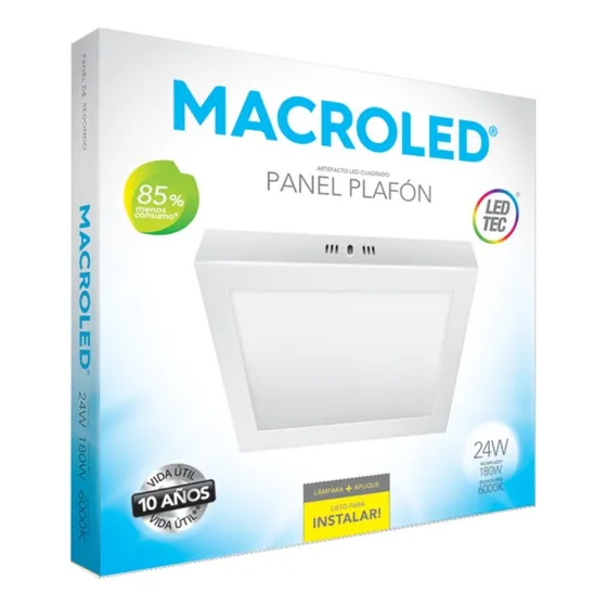 Plafon Panel Led Spot Cuadrado 24w Luz Fria Macroled C Estructura Blanco