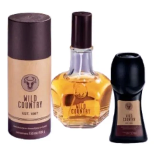 Kit Wild Country Colonia Masculino, Spray Corporal, Roll On