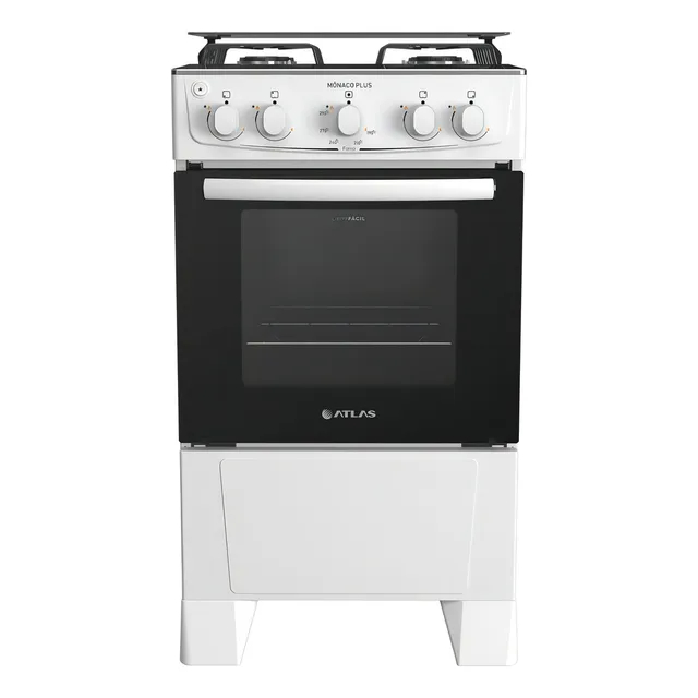 Fogão 4 Bocas Branco com Mesa Inox Atlas Mônaco Plus 127/220V