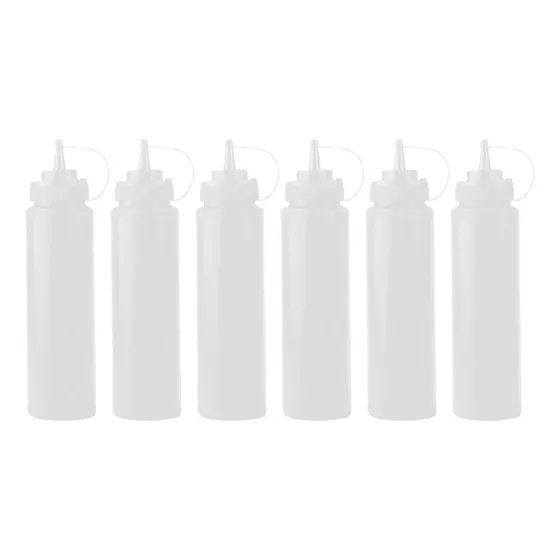 Botes Exprimibles Plastico Para Catsup Mostaza 950 Ml 6 Pzs Color Transparente