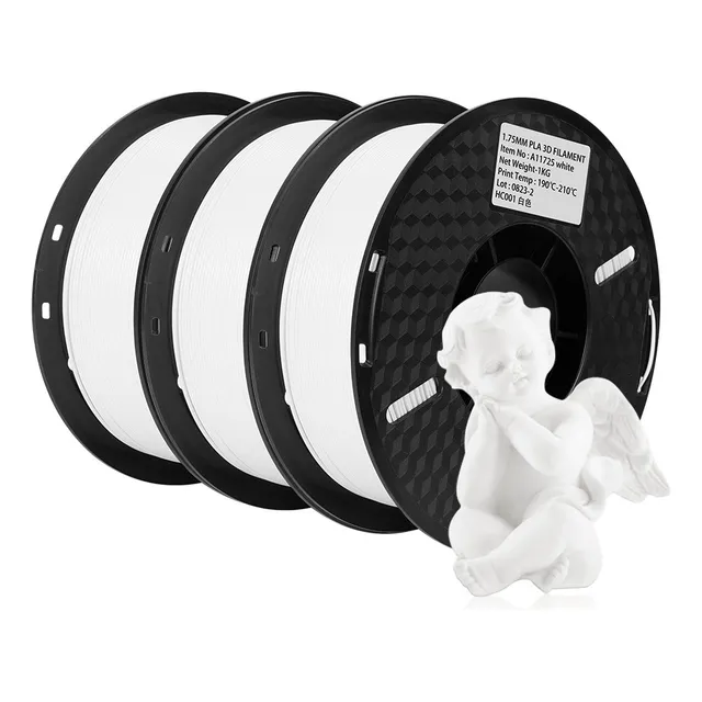 3kg/lote Kingroon Pla Filamento Para Impresora 3d 1.75mm Color Blanco