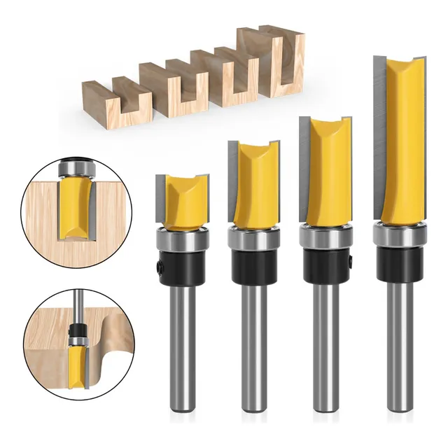 Uego De 4 Brocas Para Enrutador Perfiladora Corte Router 1/4