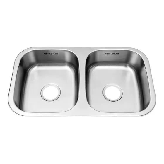 Lavaplatos Submontar Doble Challenger Acero Inox Lv 3781 Color Plateado
