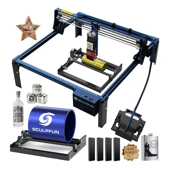 Máquina De Grabado Láser Sculpfun S30 Pro 10w + Roller