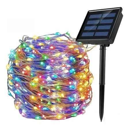 Luzes De Natal Solares De 32m Para Decoração Externa Festiva Colorido 127/220v