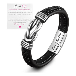 Pulsera Piel Hombre De Plata Regalos Hombre Para Hijo Pulsera Piel Hombre De Plata Regalos Hombre Para Hijo