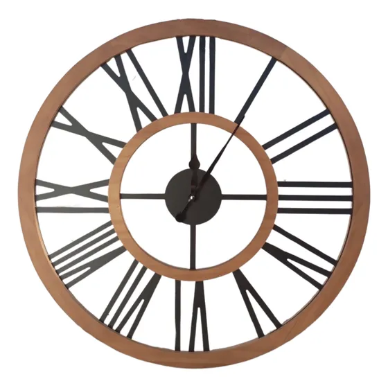 Reloj Pared Madera Deco 60cm Rustico Numeros Romanos Bh