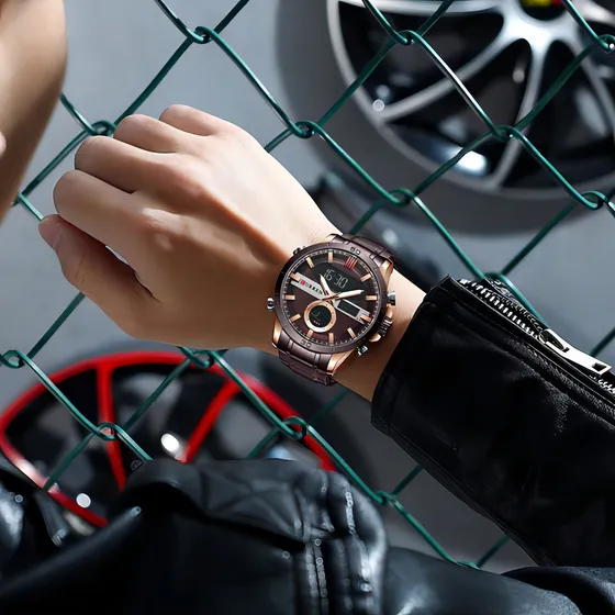 Reloj De Pulsera Cronógrafo Luminoso De Cuarzo Curren Color De La Correa Café