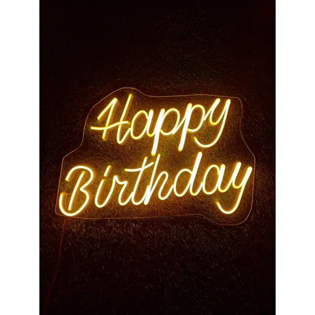 Letrero Happy Birthday En Neón Flex 