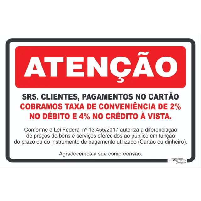 Placa Srs Clientes Pagamentos No Cartão Cobramos Taxa 30x20