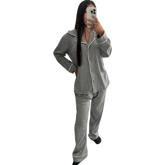 Pijama Invierno Mujer Modal Camisero Liso Bianca Sheli 9610