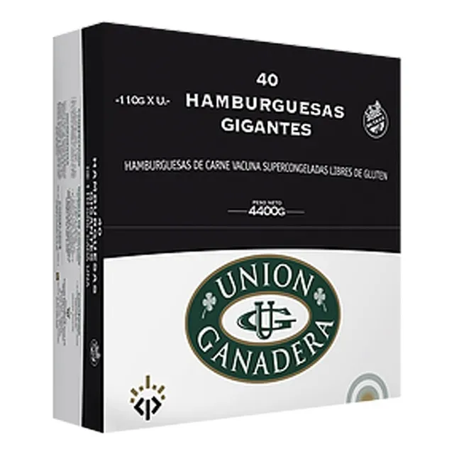 40 Hamburguesas Unión Ganadera 110 Gramos + Pan + Aderezo